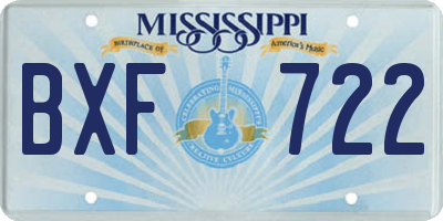 MS license plate BXF722