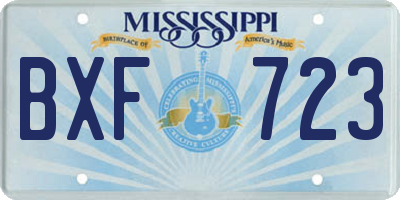 MS license plate BXF723