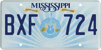 MS license plate BXF724