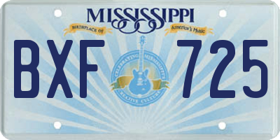 MS license plate BXF725