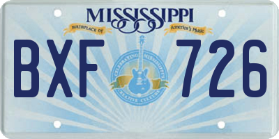 MS license plate BXF726
