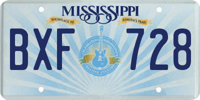 MS license plate BXF728