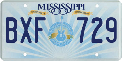 MS license plate BXF729