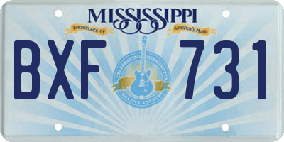 MS license plate BXF731