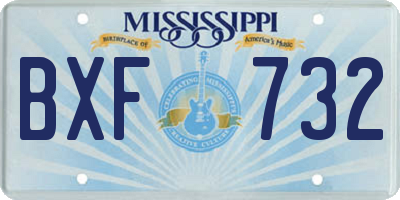 MS license plate BXF732