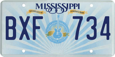 MS license plate BXF734