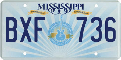 MS license plate BXF736