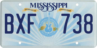 MS license plate BXF738