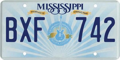 MS license plate BXF742
