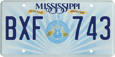 MS license plate BXF743