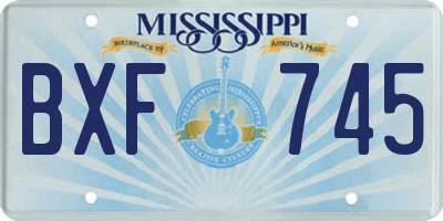 MS license plate BXF745