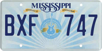 MS license plate BXF747