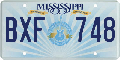MS license plate BXF748
