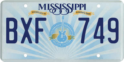 MS license plate BXF749