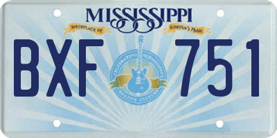 MS license plate BXF751