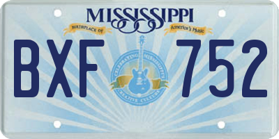 MS license plate BXF752