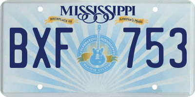 MS license plate BXF753