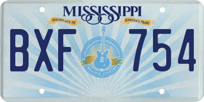 MS license plate BXF754