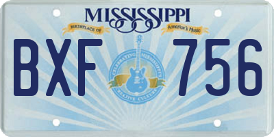 MS license plate BXF756