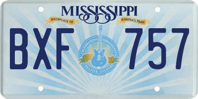 MS license plate BXF757