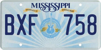 MS license plate BXF758
