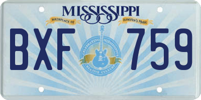 MS license plate BXF759