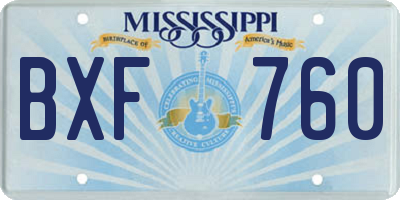 MS license plate BXF760