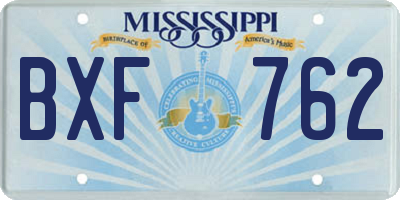 MS license plate BXF762