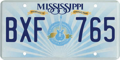 MS license plate BXF765