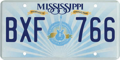 MS license plate BXF766