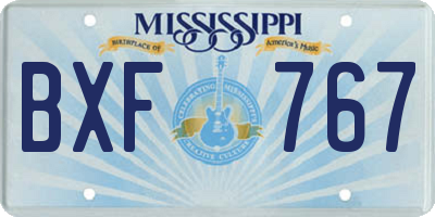 MS license plate BXF767