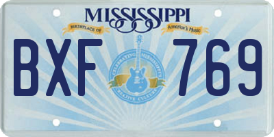 MS license plate BXF769