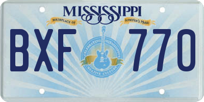 MS license plate BXF770