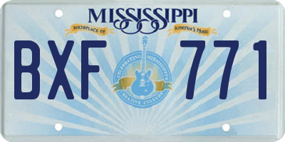 MS license plate BXF771