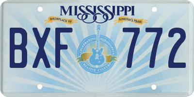 MS license plate BXF772