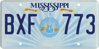 MS license plate BXF773
