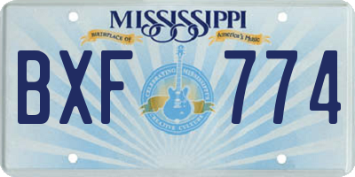 MS license plate BXF774