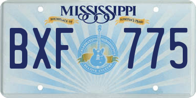 MS license plate BXF775