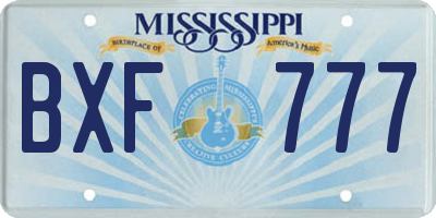 MS license plate BXF777