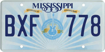 MS license plate BXF778