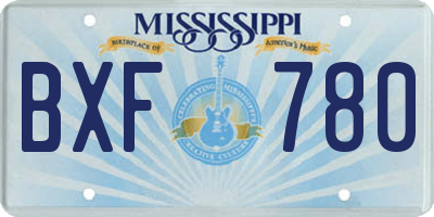 MS license plate BXF780