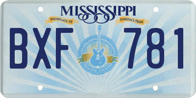 MS license plate BXF781