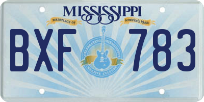 MS license plate BXF783
