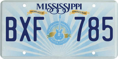 MS license plate BXF785