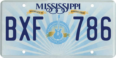 MS license plate BXF786
