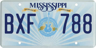 MS license plate BXF788