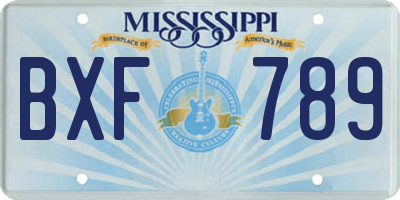 MS license plate BXF789