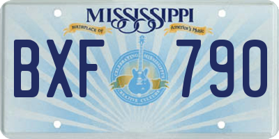MS license plate BXF790