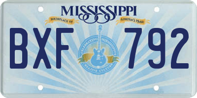 MS license plate BXF792
