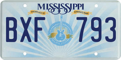 MS license plate BXF793